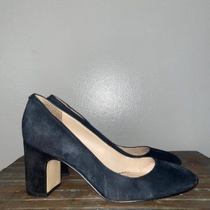 Sam Edelman Black Suede Junie Round Toe Block Heel Pumps Womens' Size 8